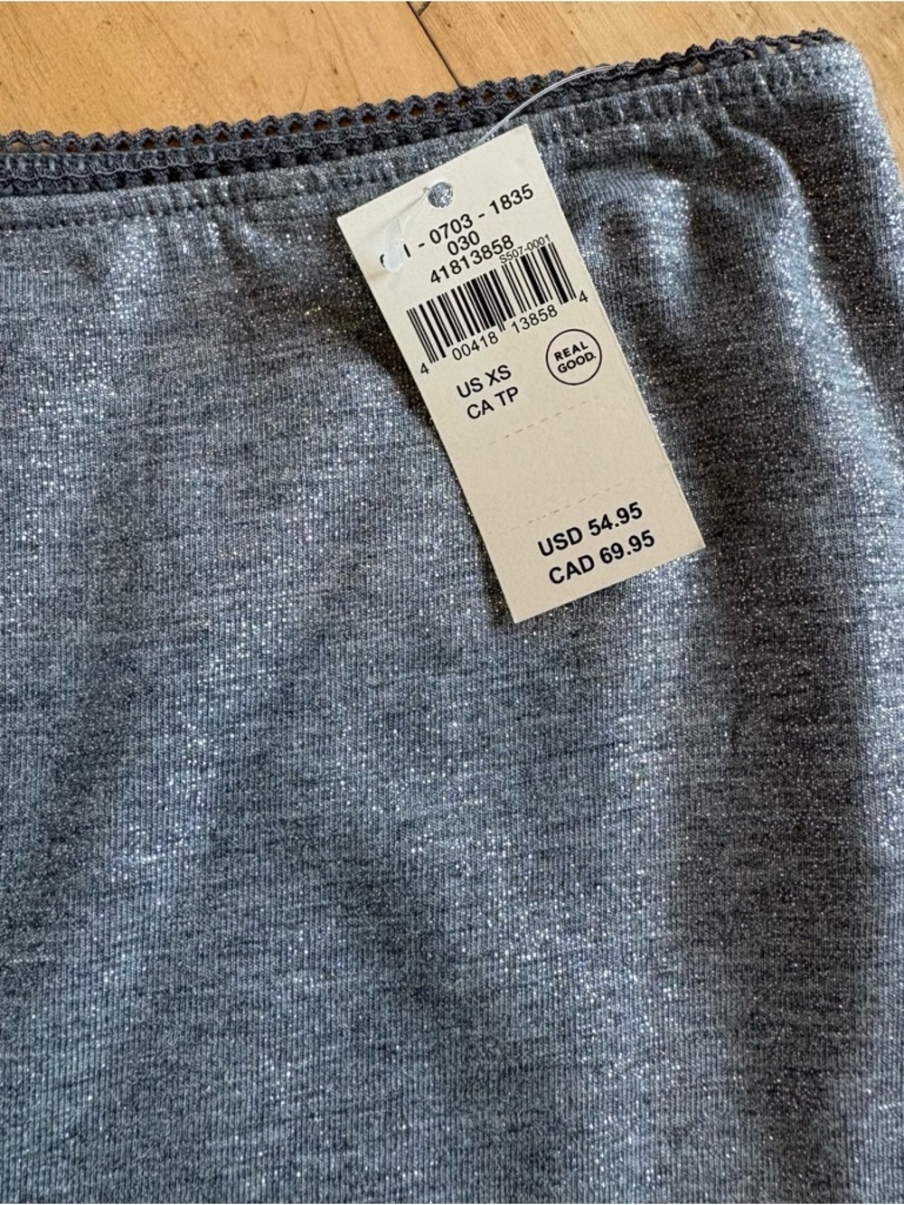 AERIE Real Soft Stretch Maxi Skirt Grey Sparkle Bow Accent Elastic Waist Size XS - Picture 5 of 9